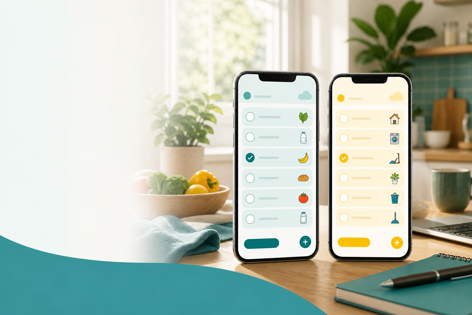 Shared Lists app artwork with two phones showing checklist screens.